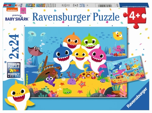 Ravensburger 05124 Puzzle Baby Hai und seine Familie 2x24 Teile