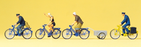 Preiser 10507 Radfahrer, Fahrradanhänger