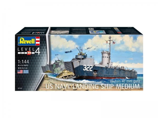Revell 05169 US Navy Landing Ship Medium (Bofors 40 mm gun) im Maßstab 1:144