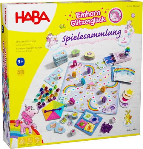 Haba 2010879001 Einhorn Glitzerglück – Spielesammlung