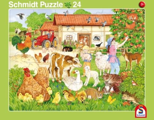 2er Set Rahmenpuzzles Wir gehen in den Zoo! 16 Teile/Ferien auf dem Bauernhof 24